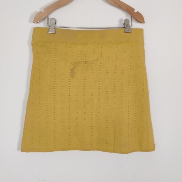 Free People Women's Yellow Knit Mini Skirt Size Large NEW Y2K 90s Retro - Picture 3 of 8